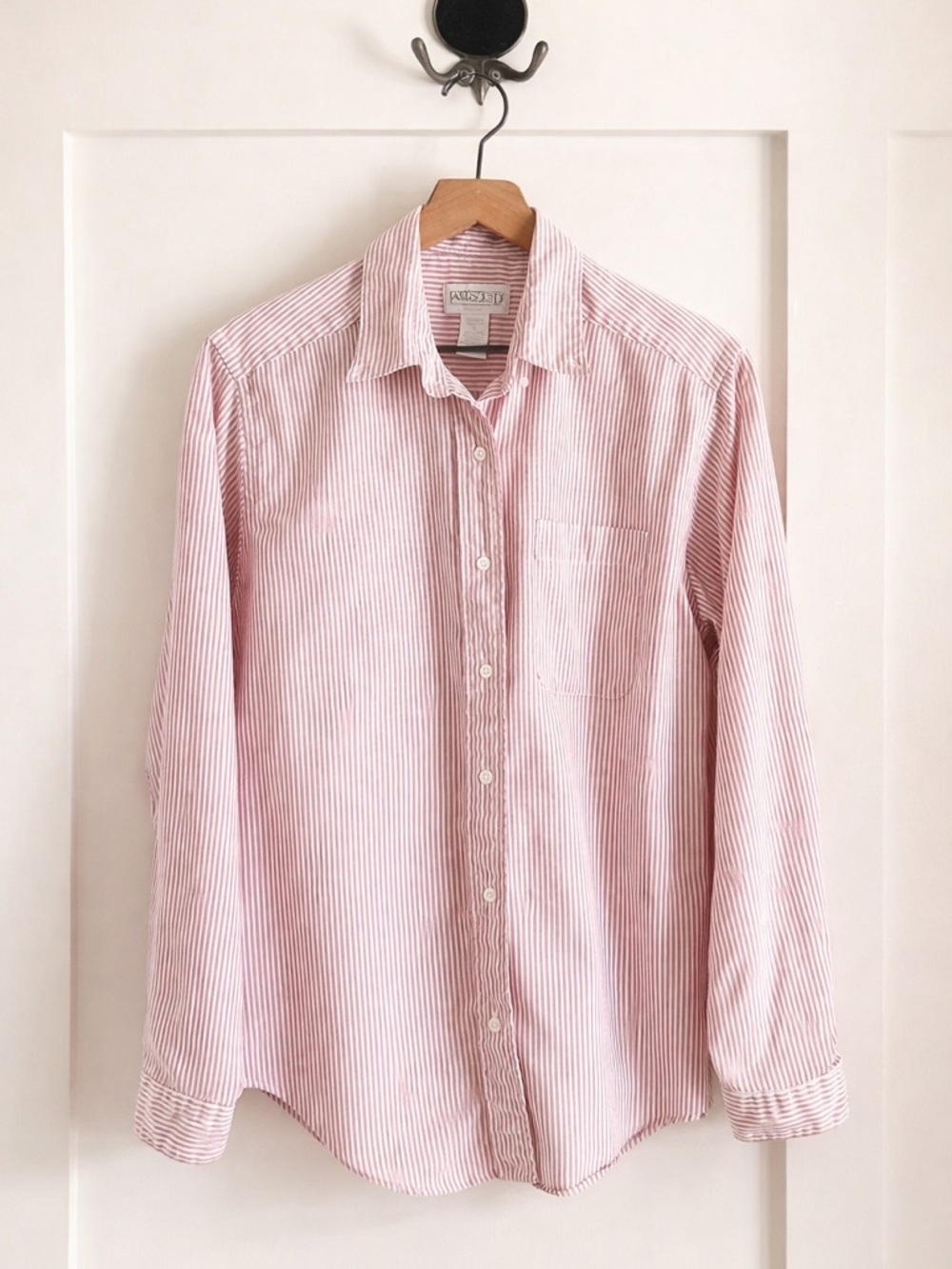 Vintage 90s Lands’ End Red Stripe Button Down Shirt Size